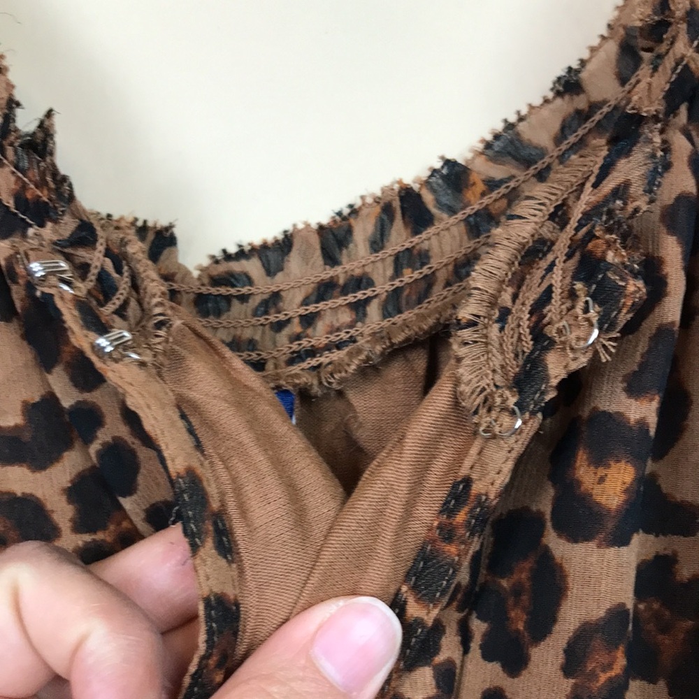 NWT Old Navy Women’s Leopard Print Long Sleeve Smocked Waist A-line Dress - Picture 5 of 12